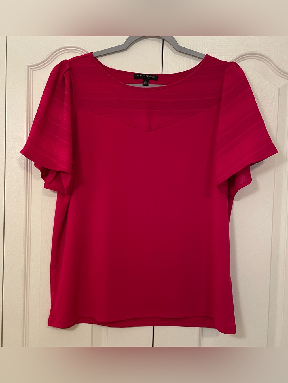 Banana Republic mixed media flutter sleeve top